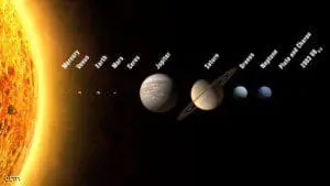 Prague CZECH REPUBLIC An artist's rendition shows the solar system with 12 planets, including three new ones to be added if astronomers meeting in the Czech capital approve a new planetary definition, the conference organizer said 16 August 2006. The proposal before the 26th general assembly of the International Astronomical Union distinguishes between eight classical planets and three bodies including Pluto in a new and growing category called "plutons" - Pluto-like objects - plus a former asteroid, Ceres, the IAU said. In July 2005 a US team of astronomers announced that Pluto is much smaller than an enigmatic object, 2003 UB313, which its discoverers claim is the solar system's 10th planet, dubbed Xena, some 15 billion kilometres (nine billion miles) from Earth. The IAU conference will last until August 25.     (Photo credit should read IAU/AFP/Getty Images)