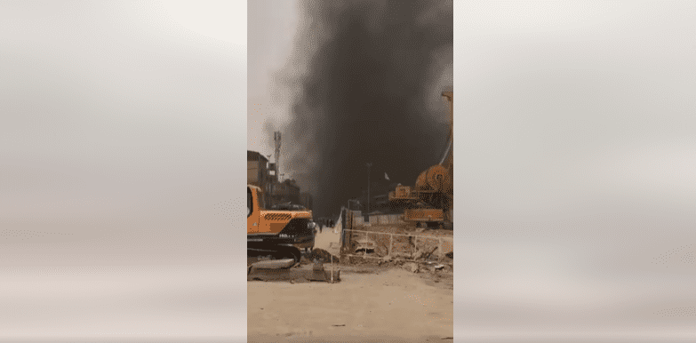 اندلاع حريق في صحن العقيلة زينب الذي هو على قيد الانشاء في محافظة كربلاء