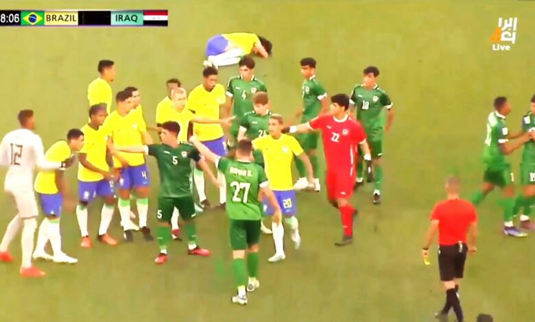 تعادل منتخب شباب العراق امام منتخب البرازيل في بروفة المونديال