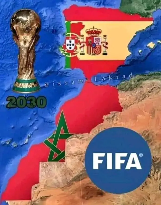 هذا هو وسم مونديال 2030 المعتمد من طرف الفيفا وتظهر فيه خريطة المغرب كاملة