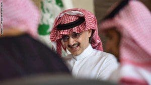 Saudi Arabia's billionaire Prince Alwaleed bin Talal gives a press conference in the Saudi capital, Riyadh, on July 1, 2015. Alwaleed pledged his entire $32-billion (28.8-billion-euro) fortune to charitable projects over the coming years. The prince said in a statement that the "philanthropic pledge will help build bridges to foster cultural understanding, develop communities, empower women, enable youth, provide vital disaster relief and create a more tolerant and accepting world." AFP PHOTO / FAYEZ NURELDINE        (Photo credit should read FAYEZ NURELDINE/AFP/Getty Images)