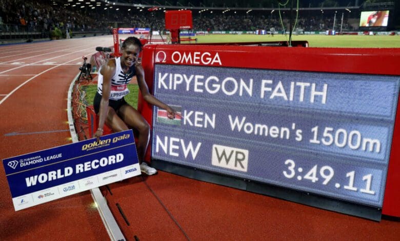 الكينية فيث كيبيجون تحطم الرقم القياسي العالمي لسباق 1500 م
