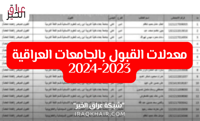 معدلات القبول بالجامعات العراقية 2023 2024