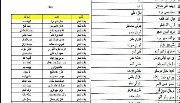 أسماء الرعاية الاجتماعية الوجبة الاخيرة في العراق لجميع المحافظات